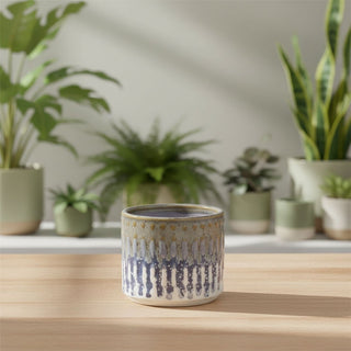 Mini Blue Reactive Glaze Ceramic Plant Pot 7cm Small Succulent Planter Cachepot