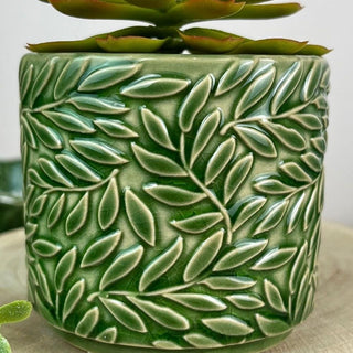 Mini Green Willow Stoneware Plant Pot, 7cm Small Indoor Planter Cachepot