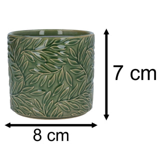 Mini Green Willow Stoneware Plant Pot, 7cm Small Indoor Planter Cachepot