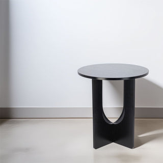 Modern Black Round Side Table with Unique Base Design | Accent Table - 38x42cm