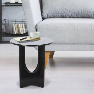 Modern Black Round Side Table with Unique Base Design | Accent Table - 38x42cm