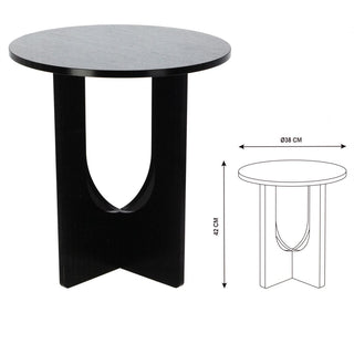 Modern Black Round Side Table with Unique Base Design | Accent Table - 38x42cm