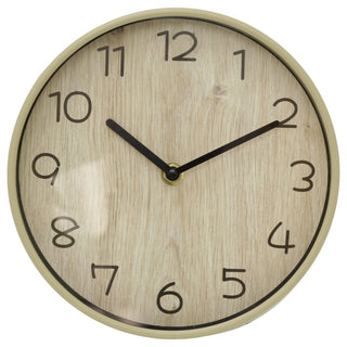Modern Light Brown Wood Look Wall Clock, 19cm Battery-Operated Quartz Clock