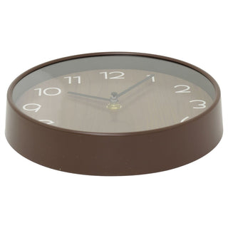 Modern Round Dark Brown Wood Look Wall Clock, 19cm Battery-Operated Quartz Clock