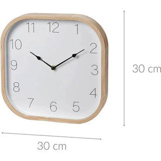 Modern Square Wall Clock 30cm Minimalist Wood - Effect Wall Mounted Clock for Home