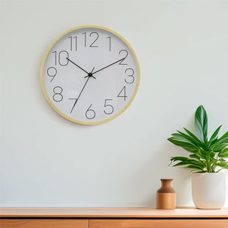 Modern Wood - Effect Wall Clock | Minimalist Round Wall Clock for Home or Office