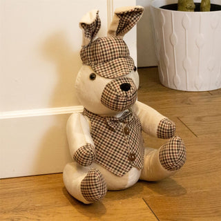 Montgomery Rabbit Tweed Fabric Doorstop | Hare - Shaped Animal Door Stop - 30cm