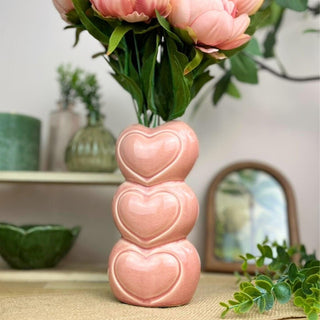 Multi Heart Vase | Decorative Stacked Hearts Ceramic Flower Vase - 20cm