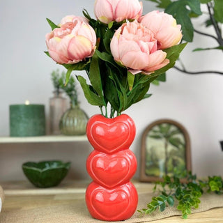 Multi Heart Vase | Decorative Stacked Hearts Ceramic Flower Vase - 20cm