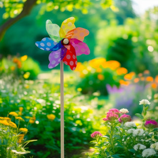 Multicoloured Spotted Garden Windmill 45Cm