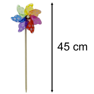 Multicoloured Spotted Garden Windmill 45Cm
