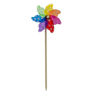 Multicoloured Spotted Garden Windmill 45Cm