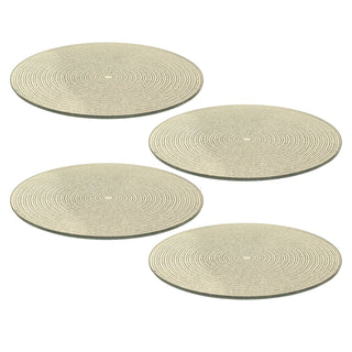 Multipack Gold Glitter Candle Plates, 15 cm Round Mirrored Glass Stands
