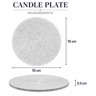 Multipack Silver Glitter Candle Coasters, 10cm Glass Plates for Pillar Candles