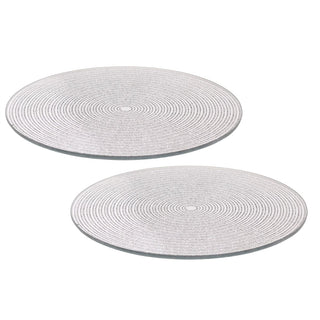 Multipack Silver Glitter Candle Plates, 15 cm Mirrored Glass Candle Stand