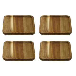 Multipack Wooden Trinket Trays, 15cm Acacia Wood Jewellery Dishes Catch-All