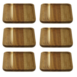 Multipack Wooden Trinket Trays, 15cm Acacia Wood Jewellery Dishes Catch-All