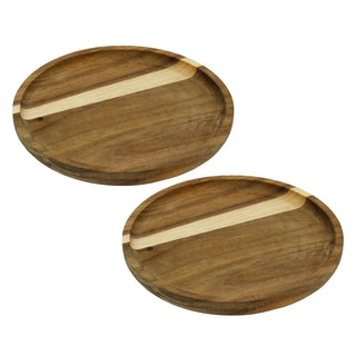 Multipack Wooden Trinket Trays, 15cm Round Rustic Trinket Dishes in Natural Wood