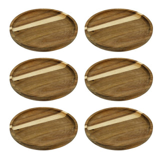 Multipack Wooden Trinket Trays, 15cm Round Rustic Trinket Dishes in Natural Wood