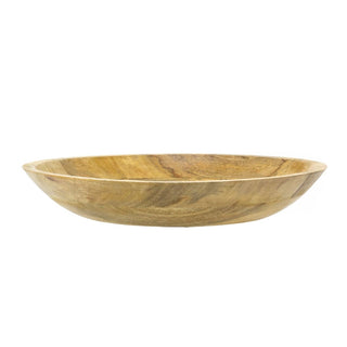 Natural Mango Wood Shallow Fruit Bowl | Large Rustic Wooden Serving Dish - 37cm