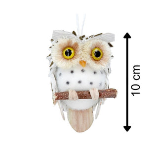 Natural Owl Christmas Tree Decoration | Rustic Woodland Hanging Bauble - 10cm