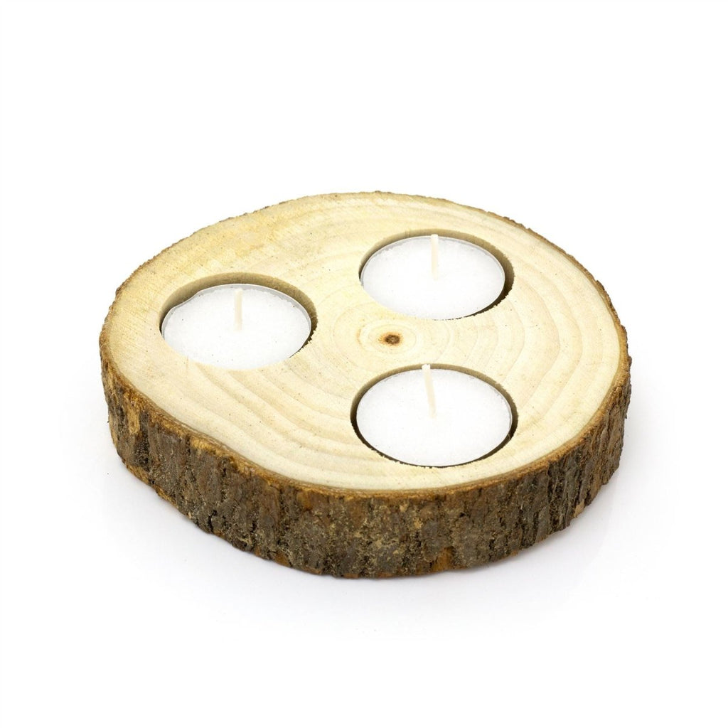 Natural Tree Bark Multi Tea Light Holders | Rustic Wooden Tree Slice 3 ...