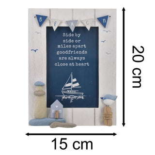Nautical 4x6 Photo Frame | 6x4 Wooden Coastal Beach Picture Frame with Bunting