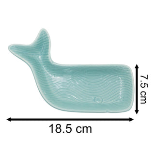 Nautical Blue Whale Dish | 19cm Ceramic Coastal Ornament Trinket & Snack Dish