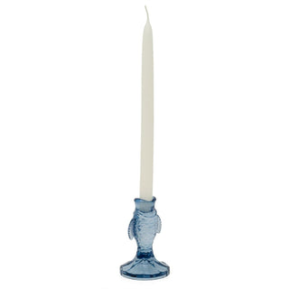 Nautical Glass Fish Candle Holder | Seashore Blue Fish - shaped Candlestick 12cm