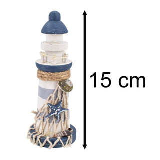 Nautical Lighthouse Ornament | 15cm Wooden Lighthouse Decoration Coastal Decor