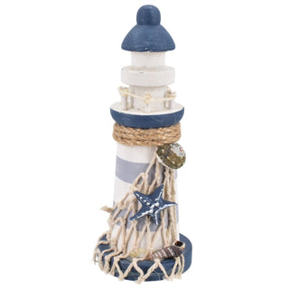 Nautical Lighthouse Ornament | 15cm Wooden Lighthouse Decoration Coastal Decor