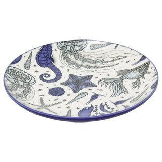 Nautical Sea Life Side Plate, 21cm Round Blue Fine China Coastal Tableware