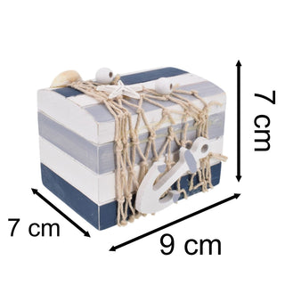 Nautical Trinket Box | 9.5cm Wooden Coastal Keepsake Jewellery Box with Anchor