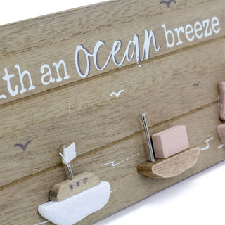 Nautical Wall Art Hanging Sign | Coastal Wall Mounted Sailboat Plaque - 40cm