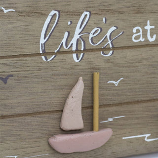 Nautical Wall Art Hanging Sign | Coastal Wall Mounted Sailboat Plaque - 40cm