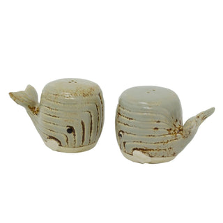 Nautical Whale Salt and Pepper Shakers, Ceramic Fish Shaped Salt & Pepper Pots