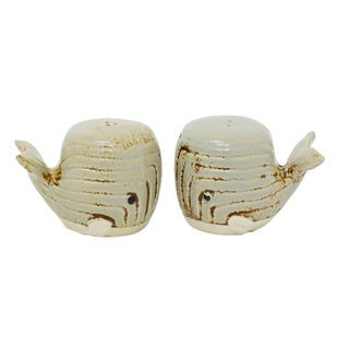 Nautical Whale Salt and Pepper Shakers, Ceramic Fish Shaped Salt & Pepper Pots