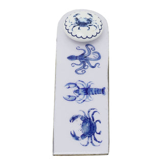 Nautical Wooden Door Stop Wedge, Seashore Enamel & Wood Doorstop Wedge