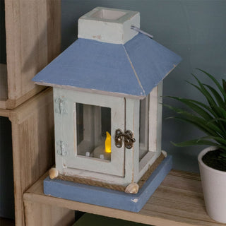 Nautical Wooden Tea Light Candle Lantern With Handle - Tealight Candle Holder