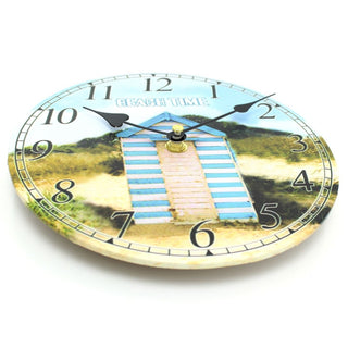 Nautical Wooden Wall Clock Beach Hut ~ Lovely Seaside Decoration