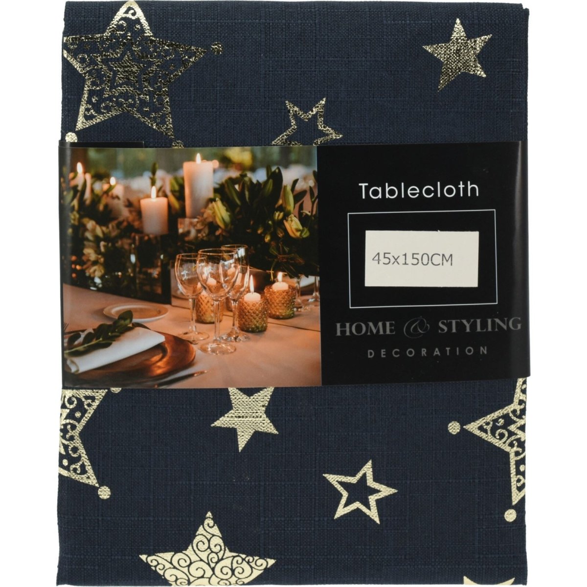 Navy Blue Gold Table Runner Fabric Christmas Table Runner 45x150cm