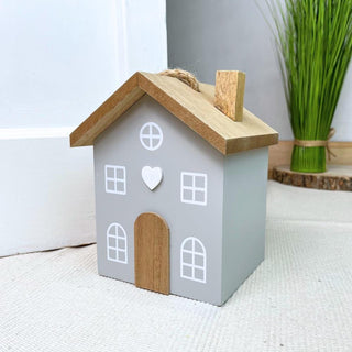 Novelty Wooden House Shaped Door Stop | Contemporary Decorative Wood Block Home Doorstop | Cottage Door Stopper