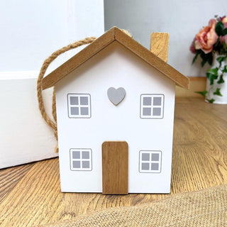 Novelty Wooden House Shaped Door Stop | Contemporary Decorative Wood Block Home Doorstop | Cottage Door Stopper