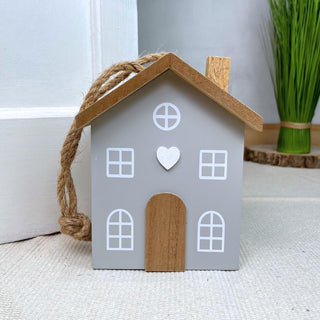 Novelty Wooden House Shaped Door Stop | Contemporary Decorative Wood Block Home Doorstop | Cottage Door Stopper
