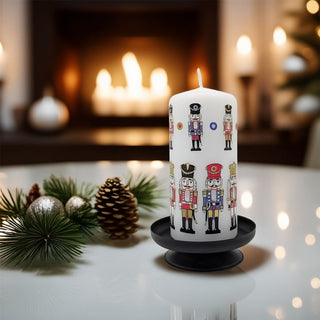 Nutcracker Christmas Pillar Candle | Festive Candle Nutcracker Design - 13cm