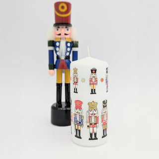 Nutcracker Christmas Pillar Candle | Festive Candle Nutcracker Design - 13cm