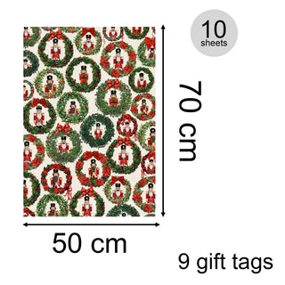 Nutcracker Christmas Wrapping Paper Book with 10 Stylish Sheets & Gift Tags