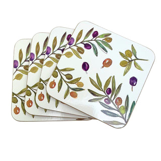 Olive Grove Set of 4 Cork Backed Coasters, 10.5cm Mediterranean Drinks Coasters