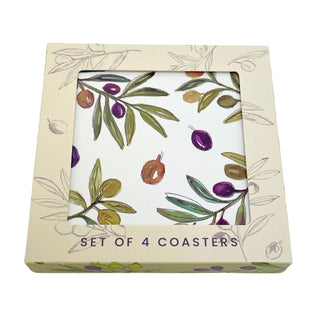 Olive Grove Set of 4 Cork Backed Coasters, 10.5cm Mediterranean Drinks Coasters