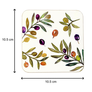 Olive Grove Set of 4 Cork Backed Coasters, 10.5cm Mediterranean Drinks Coasters